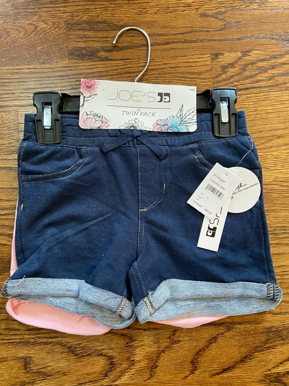 Joe's Jeans Navy Blue and Pink  Girls Size 5‎ Twin Pack Stretchy Shorts NWT